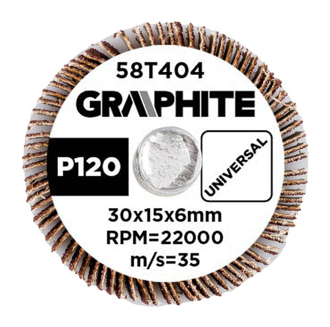 Csiszolókerék csapos 30x15x6mm, P120, min. rendelés: 3db