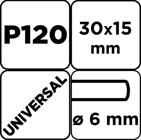 Csiszolókerék csapos 30x15x6mm, P120, min. rendelés: 3db