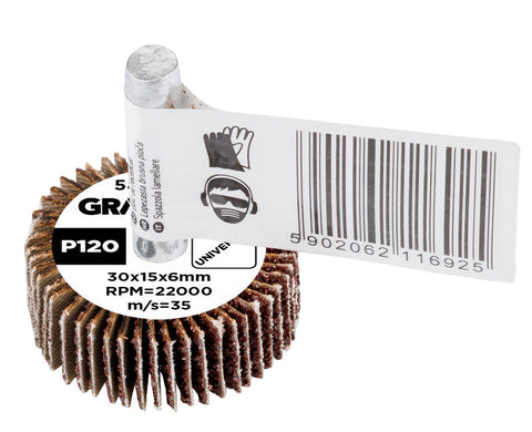 Csiszolókerék csapos 30x15x6mm, P120, min. rendelés: 3db