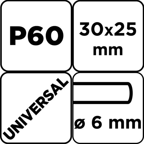 Csiszolókerék csapos 30x25x6mm, P60