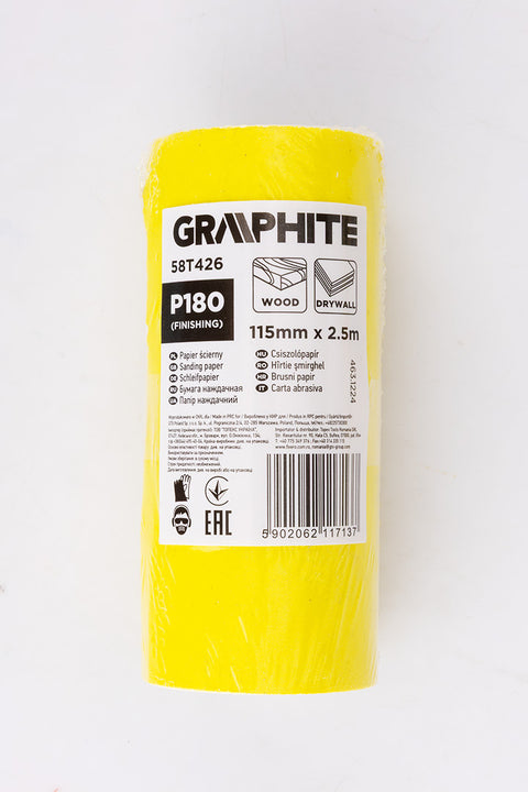 Csiszolópapír tekercs 2,5mx115mm, P180, min.rendelés: 3db