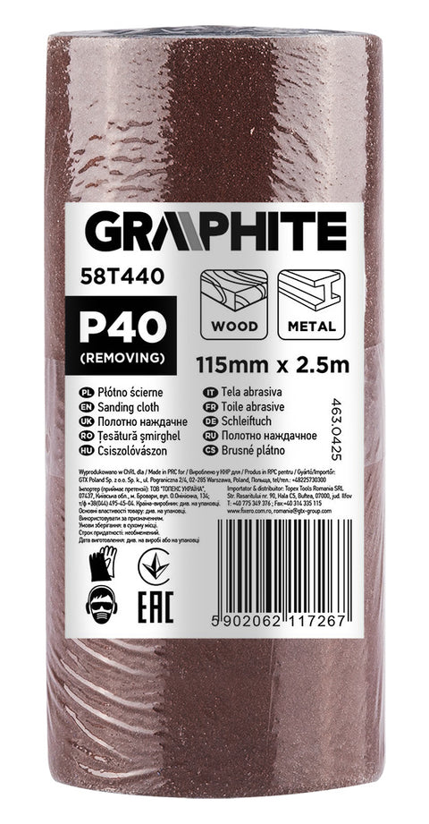 Csiszolóvászon tekercs 2,5mx115mm, P40