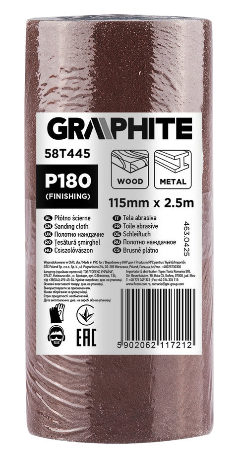 Csiszolóvászon tekercs 2,5mx115mm, P180