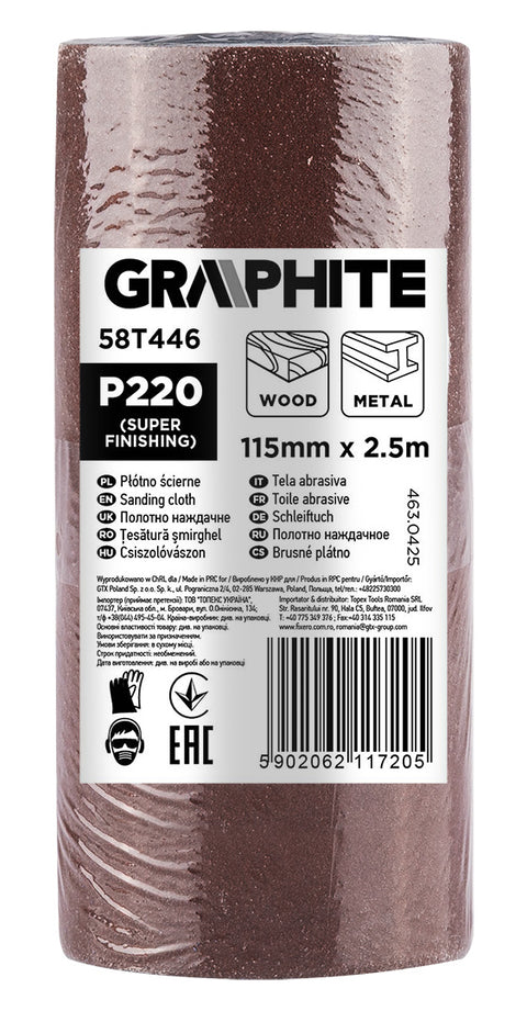 Csiszolóvászon tekercs 2,5mx115mm, P220