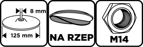 Rugalmas csiszolótányér, tépőzáras, 125mm, M14 + befogócsap