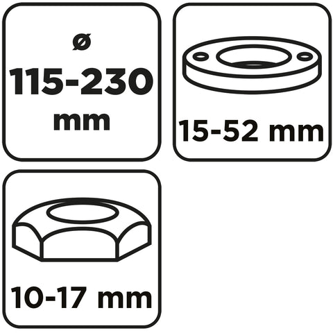 Körmöskulcs sarokcsiszolókhoz, univerzális, állítható 115-230mm