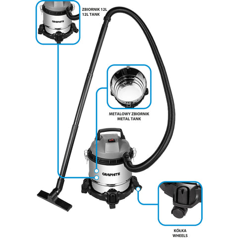 Porszívó 800W, 12L