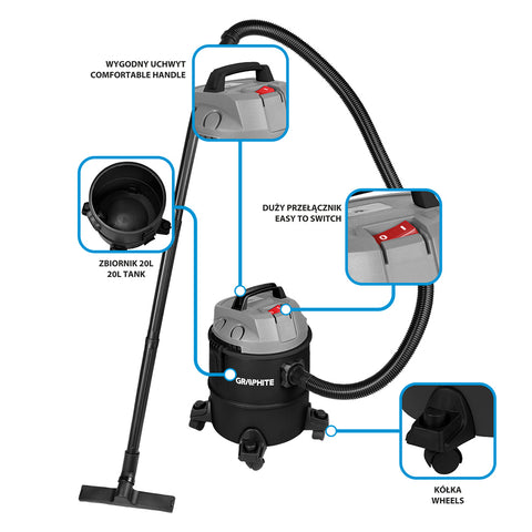 Porszívó 1200W, 20L