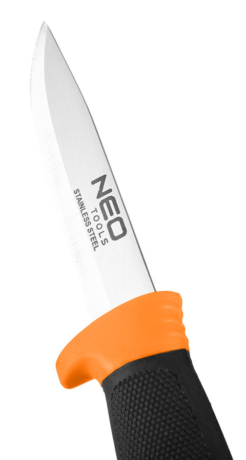NEO TOOLS 63-175 Univerzális kés, rozsdamentes penge, 2k nyél, műanyag tok