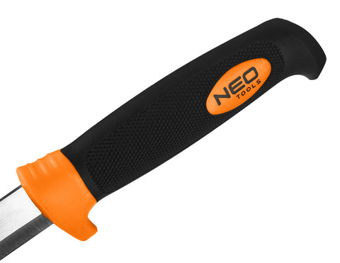 NEO TOOLS 63-175 Univerzális kés, rozsdamentes penge, 2k nyél, műanyag tok