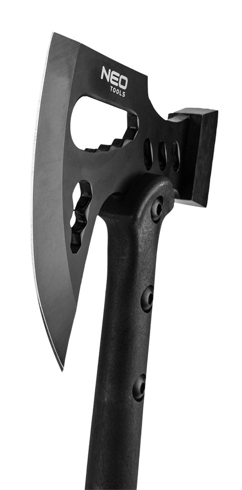NEO TOOLS 63-178 Taktikai balta, rozsdamentes acél fej, üvegszálas nyél, kalapács és kulcs funkciókkal gyöngyvászon övtokkal