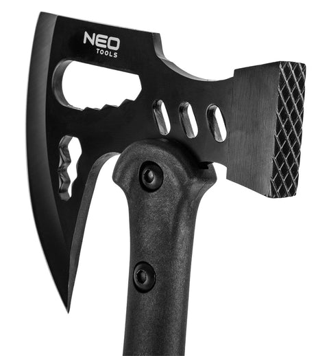NEO TOOLS 63-178 Taktikai balta, rozsdamentes acél fej, üvegszálas nyél, kalapács és kulcs funkciókkal gyöngyvászon övtokkal