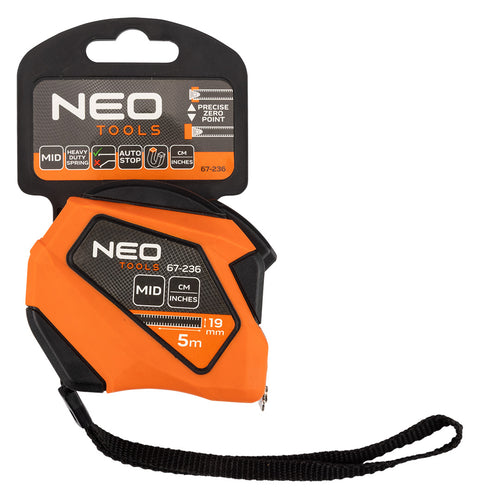 Mérőszalag 5m / 19 mm, mágneses, autostop, skála mm/inch