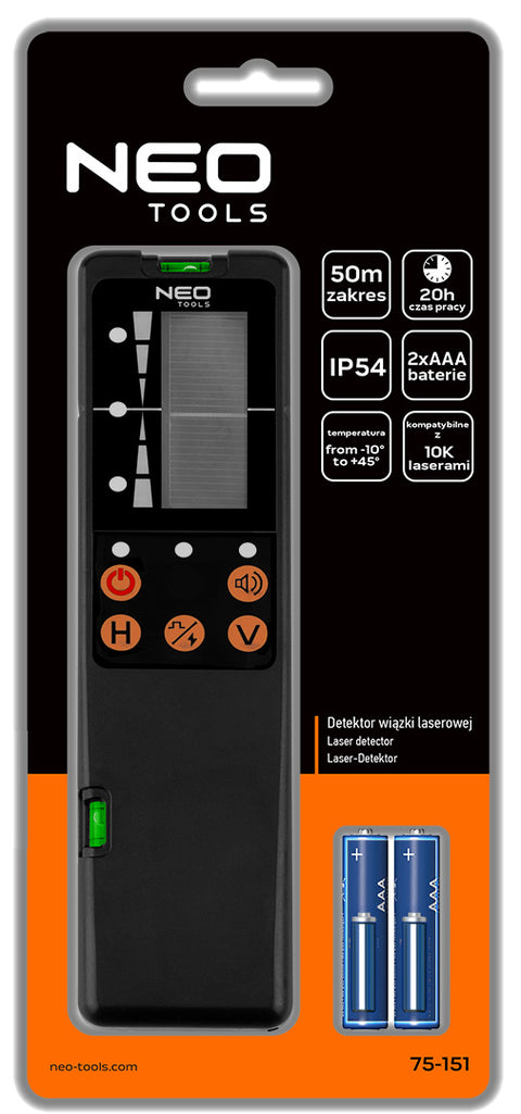 Lézersugár-érzékelő, 50m, ±1,5mm, IP54, 2xAAA