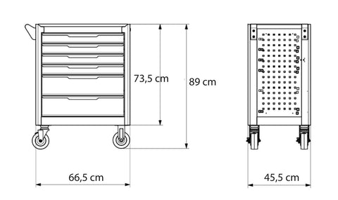 Műhelykocsi 6 fiókos, 259db szerszámmal, 665x455x890mm, szerszámkocsi