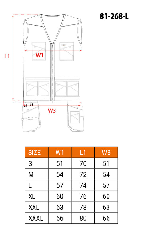 Munkamellény karcsúsított(slim fit), 60% pamut, 37% polyester, 3% elastane, 285 g/m2, több méretben