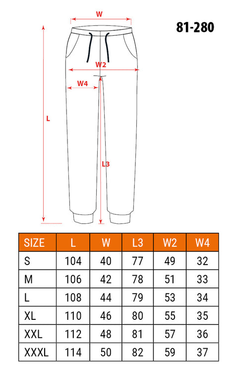 NEO TOOLS 81-280-XXXL Melegítő nadrág, COMFORT, szürke, 79% pamut, XXXL
