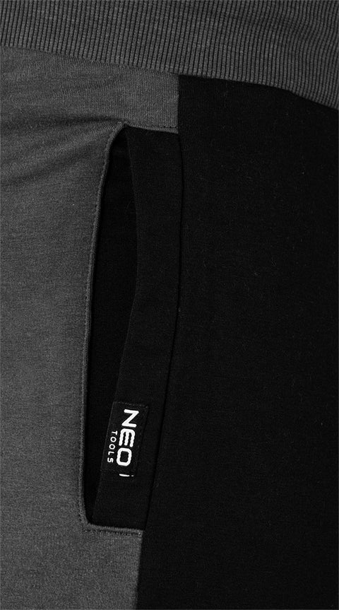 NEO TOOLS 81-283-XL Melegítő nadrág COMFORT, fekete-szürke, 57%pamut 39% poliészter, XL