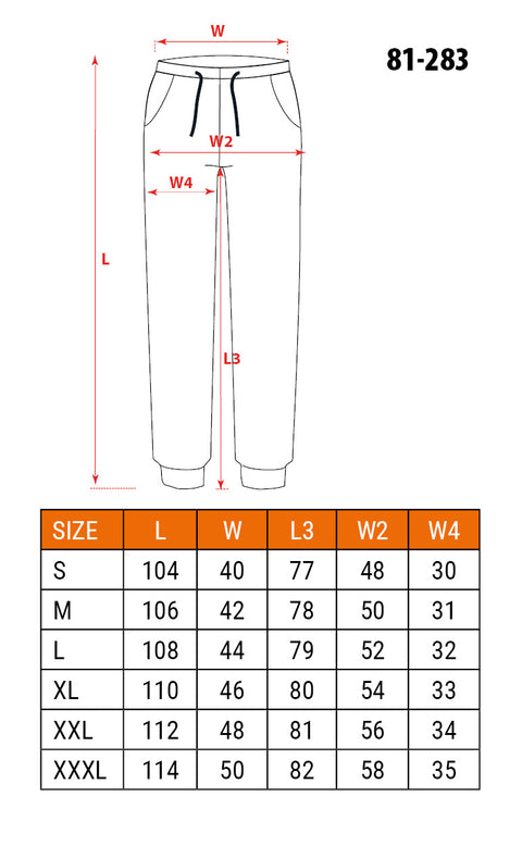 NEO TOOLS 81-283-XXXL Melegítő nadrág COMFORT, fekete-szürke, 57%pamut 39% poliészter, XXXL