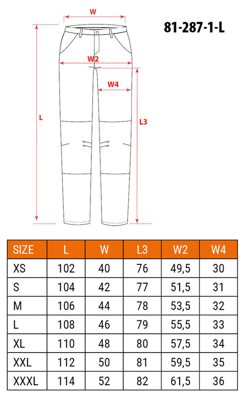 Munkásnadrág Mix&Match Canvas, 280g/m2, 58% pamut,40% poliészter, 2% elasztán, külső zsebekkel, névtábla tartóval, fényvisszaverő betétekkel, barna, több méretben