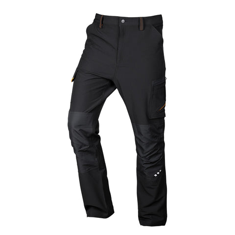 Munkásnadrág, Mix&Match, 4 irányú sztreccs, 230g/m2, fekete-narancs, több méretben