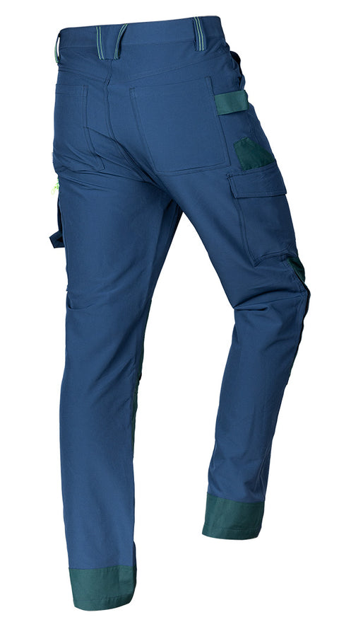Munkásnadrág, Mix&Match, 4 irányú sztreccs, 230g/m2, kék-zöld, több méretben