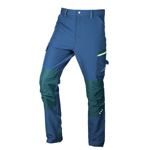 Munkásnadrág, Mix&Match, 4 irányú sztreccs, 230g/m2, kék-zöld, több méretben