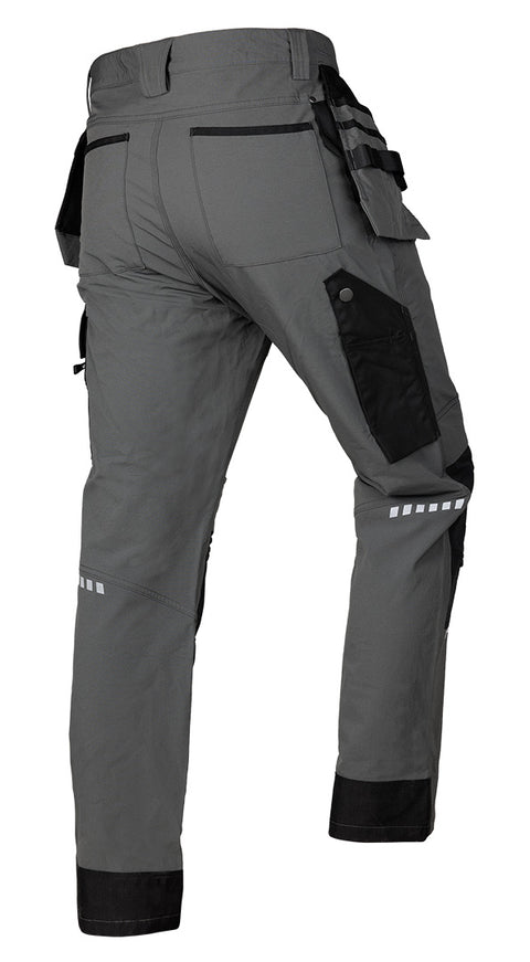 Munkásnadrág, Mix&Match, 4 irányú sztreccs, 230g/m2, külső csavarzsebekkel, cordura megerősítésekkel, szürke-fekete, több méretben