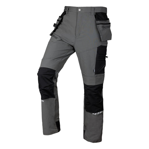 Munkásnadrág, Mix&Match, 4 irányú sztreccs, 230g/m2, külső csavarzsebekkel, cordura megerősítésekkel, szürke-fekete, több méretben