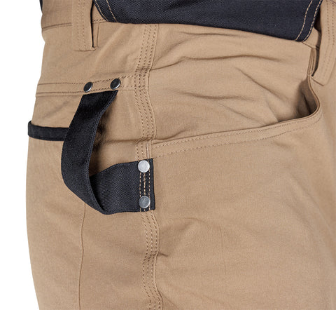 Munkásnadrág, Mix&Match, 4 irányú sztreccs, 230g/m2, külső csavarzsebekkel, cordura megerősítésekkel, bézs-fekete, több méretben