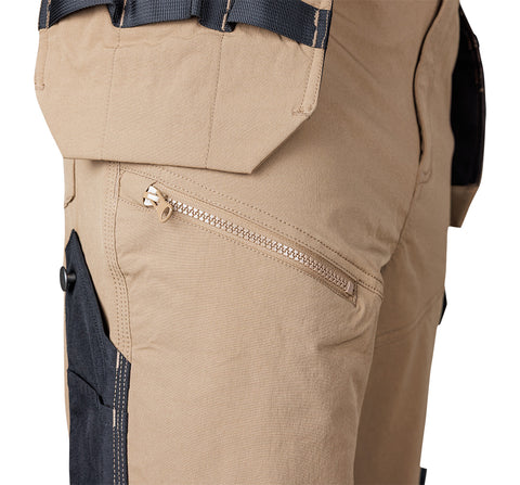 Munkásnadrág, Mix&Match, 4 irányú sztreccs, 230g/m2, külső csavarzsebekkel, cordura megerősítésekkel, bézs-fekete, több méretben