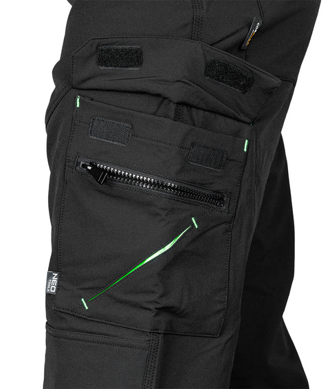 Munkásnadrág, Mix&Match, 4 irányú sztreccs, 230g/m2, külső csavarzsebekkel, cordura megerősítésekkel, fekete, több méretben