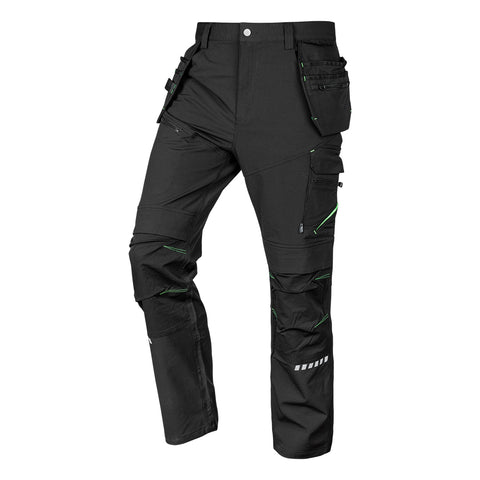 Munkásnadrág, Mix&Match, 4 irányú sztreccs, 230g/m2, külső csavarzsebekkel, cordura megerősítésekkel, fekete, több méretben