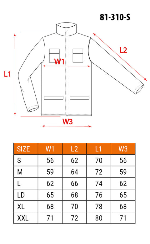 NEO TOOLS 81-310-XXL Munkadzseki 2 az 1-ben, XXL/58 100% pamut, 180g/m2, lezippzározható ujjak 