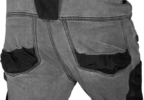 Farmer munkásnadrág, Denim, 82% pamut, Oxford szövet, térdvédő betét, cippzáras zsebek, szürke-fekete, több méretben