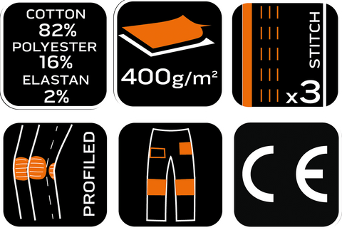 Farmer munkásnadrág, Denim, 82% pamut, Oxford szövet, térdvédő betét, cippzáras zsebek, szürke-fekete, több méretben