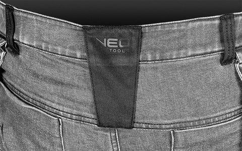 Farmer munkásnadrág, Denim, 82% pamut, Oxford szövet, Cordura betétek, cippzáras zsebek, szürke-fekete, több méretben