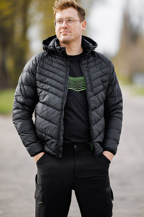 Téli munkavédelmi kabát, Mix&Match, steppelt-szigetelt anyag, könnyű, fekete, több méretben