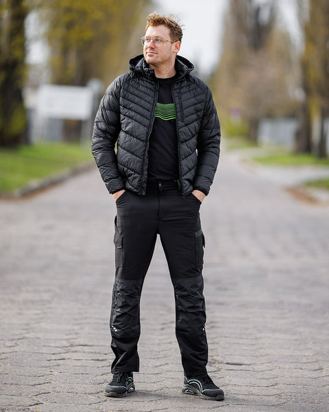 Téli munkavédelmi kabát, Mix&Match, steppelt-szigetelt anyag, könnyű, fekete, több méretben
