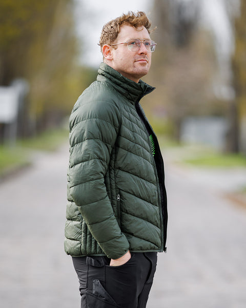 Téli munkavédelmi kabát, Mix&Match, steppelt-szigetelt anyag, könnyű, zöld-fekete, több méretben