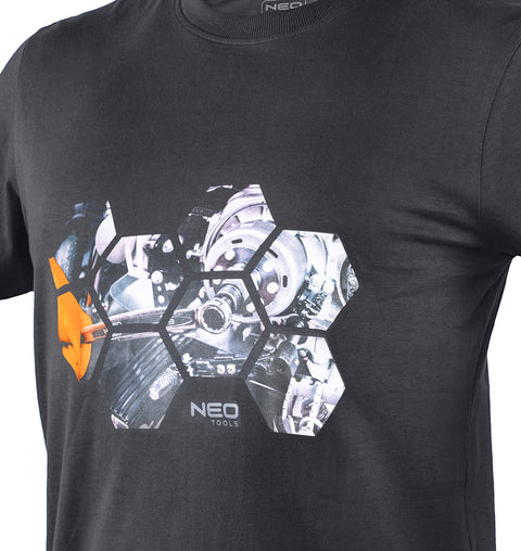 Munkavédelmi póló, hatszög grafika, autóalkatrész minta, 100% pamut, 180g/m2, több méretben