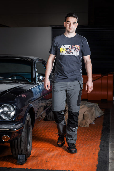 Munkavédelmi póló, motorkerékpár minta, 100% pamut, 180g/m2, több méretben