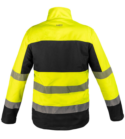 Láthatósági munkavédelmi kabát, softshell, neonsárga-fekete, több méretben