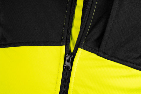 Láthatósági munkavédelmi kabát, softshell, neonsárga-fekete, több méretben