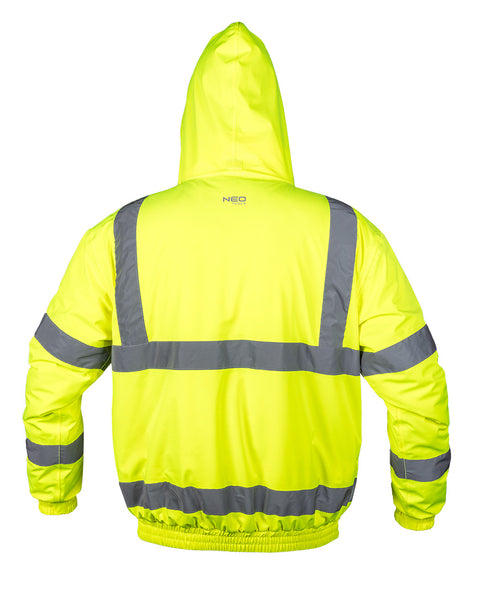 Láthatósági munkavédelmi kabát, könnyű szigetelő béléssel, sárga, több méretben