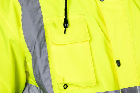 Láthatósági munkavédelmi kabát, könnyű szigetelő béléssel, sárga, több méretben