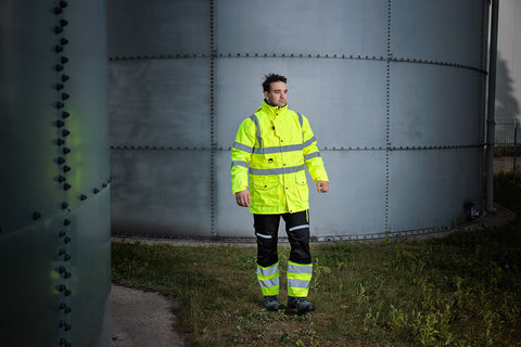 Láthatósági munkavédelmi kabát, univerzális 5 az1-ben, szigetelt, sárga, több méretben