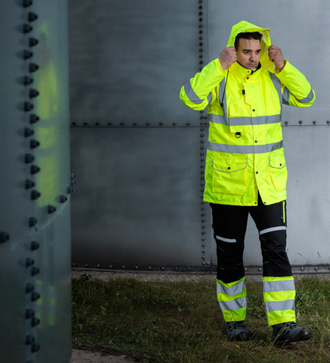 Láthatósági munkavédelmi kabát, univerzális 5 az1-ben, szigetelt, sárga, több méretben