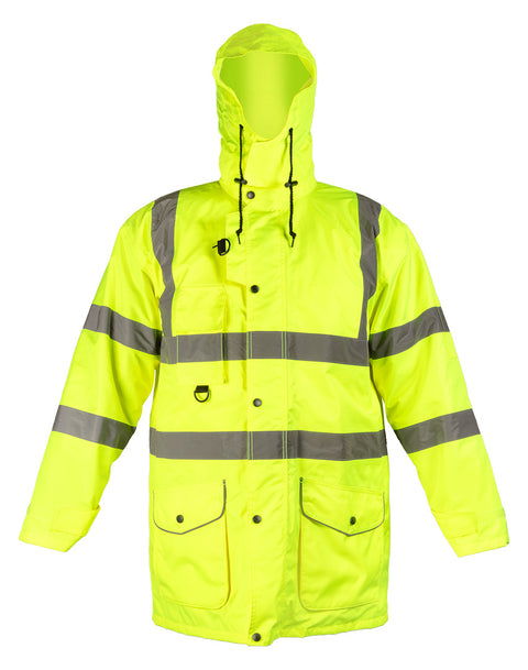 Láthatósági munkavédelmi kabát, univerzális 5 az1-ben, szigetelt, sárga, több méretben