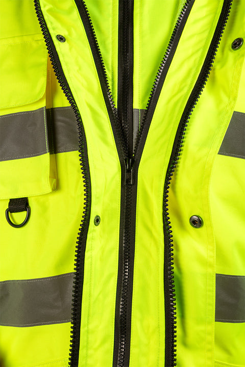 Láthatósági munkavédelmi kabát, univerzális 5 az1-ben, szigetelt, sárga, több méretben